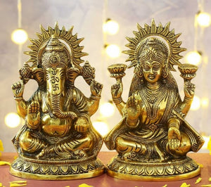 Laxmi Ganesha Idol - White Metal