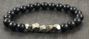 Original Natural Pyrite & Black Onyx Crystal Bracelet